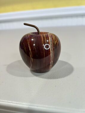 Decorative Green Onyx Apple Sculpture -
